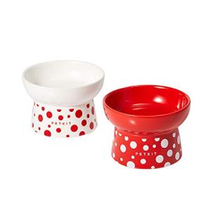 PETKIT フードボウル 猫 犬 ペット 皿 水飲み器 猫用食器台 えさいれ 磁器 脚付き 電子レンジ対応 食器洗浄機対応 食べやすい 2個セ