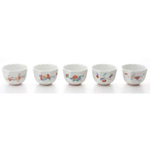 団陶器 有田焼 柿右衛門様式小付鉢 約奥8.3×幅8.3×高5.8cm 白 赤 緑 藍色