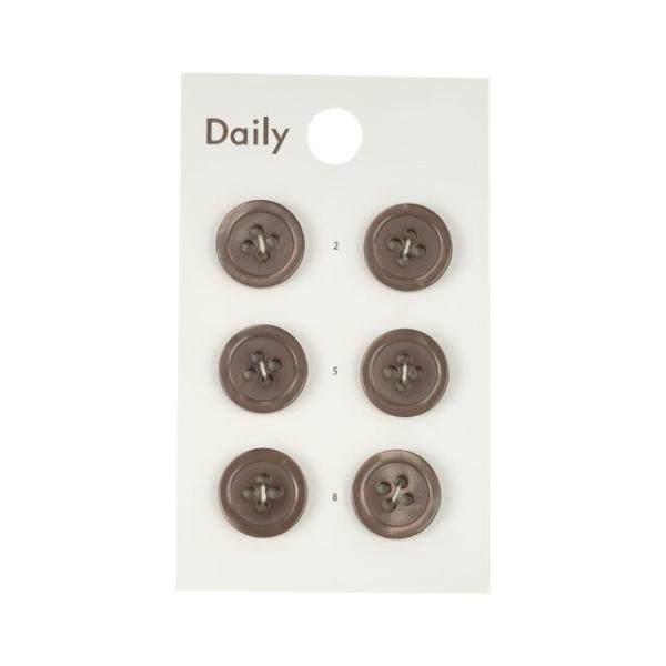 ボタン Daily 貝調ポリエステル4つ穴ふちあり（OKDB-003） 13mm CGRY.ココアグ...