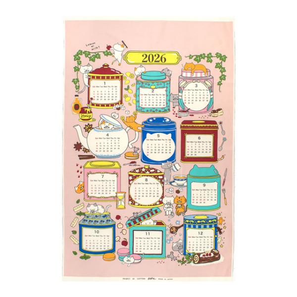 ＼期間限定10％OFF／ パネル生地 2026年カレンダーパネル TEA TIME 猫/オックス（K...