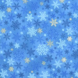 ＼期間限定20％OFF／ 生地 クリスマスプリント 雪の結晶 ブルートーン/シーチング（DX10363S） D.ブルー (M)_1f_｜okadaya-ec
