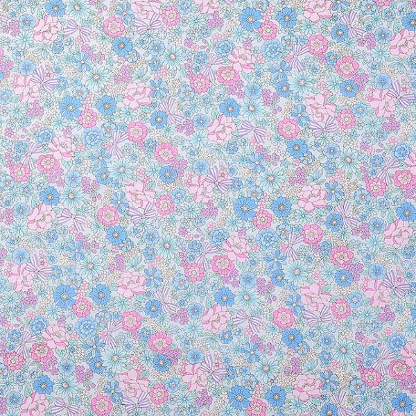 ＼期間限定20％OFF／ 生地 小花ブロードプリント 8.リボン（AP4187） 8C.ブルー 09...