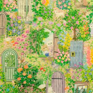 ＼期間限定20％OFF／ 生地 22fabric -ニャンニャンファブリック- 9th collection シークレットガーデン/綿麻シーチング（DP4856） 4B.ピンク 09Ac04_