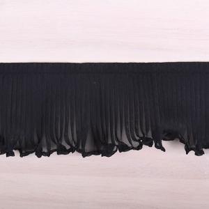 サテンフリルレース（501F） 約3.5cm幅 10G.黒×ゴールド 07Ac99_