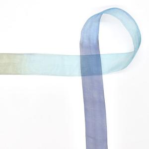 MOKUBA（木馬） グラデーションオーガンジーリボン（4881） 25mm 5.ブルー×ブラウン系 07Aa99_