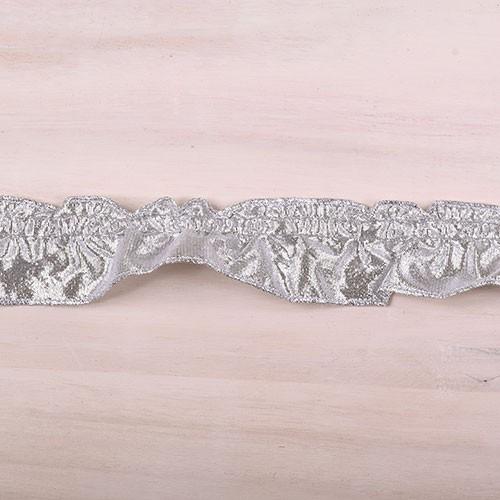 ラメフリルレース（2100-F） 約3cm幅 1.W/Sホワイトシルバー 07Ac99_