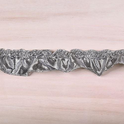 ラメフリルレース（2100-F） 約3cm幅 2.B/Sブラックシルバー 07Ac99_