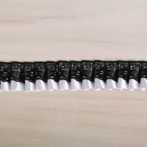サテンフリルレース（501F） 約3.5cm幅 10G.黒×ゴールド 07Ac99_