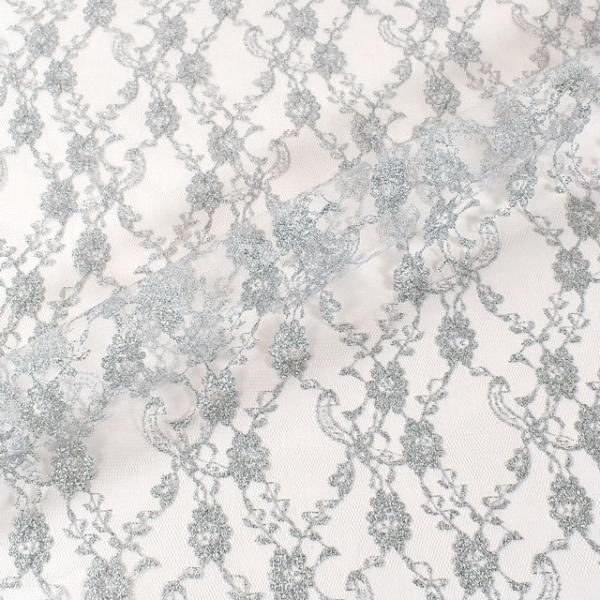 生地 ラメラッセルレース（3618G） 1.白×シルバー 10Ac04_