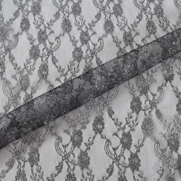 生地 ラメラッセルレース（3618G） 3.黒×シルバー 10Ac04_