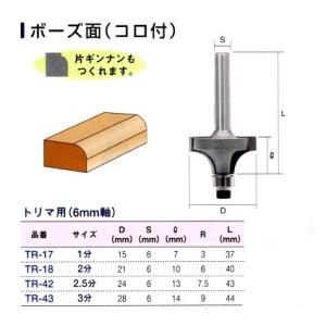 ライト精機　ボーズ面（コロ付）１分　トリマ用（６ｍｍ軸）｜okaidoku-kiyosi