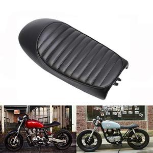 Baohatsu バイク用 シート PUレザー ヴィンテージクー ハンプスタイル式 カフェレーサー車種対応 ブラック MP-004BL