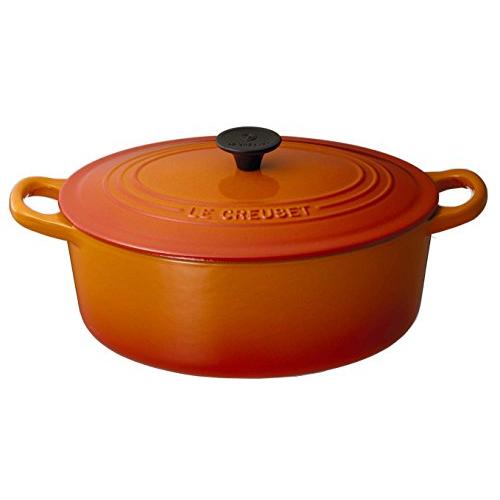 ル・クルーゼ(Le Creuset) 鋳物 ホーロー 鍋 ココット・オーバル 25 cm オレンジ ...