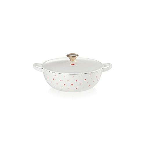 ル・クルーゼ(Le Creuset) 鋳物 ホーロー 鍋 マルミット 22cm ハート ホワイト ガ...