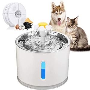猫 犬 水 みずのみ器 自動 給水器 自動給水器 ステンレス製水飲み皿 3種類給水モード 2.4L大容量 LED表示灯 水量が見える ３枚活性炭軟水フ｜okaidoku-store22
