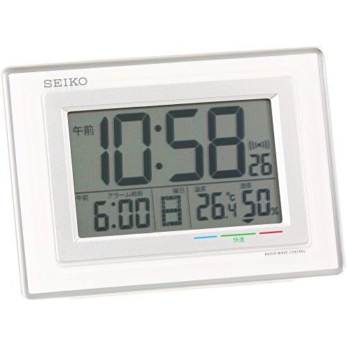 セイコー クロック 目覚まし時計 電波 デジタル カレンダー 快適度 温度 湿度 表示 白 SQ68...