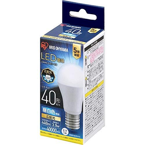 アイリスオーヤマ LED電球 口金直径17mm 広配光 40W形相当 昼白色 密閉器具対応 LDA4...