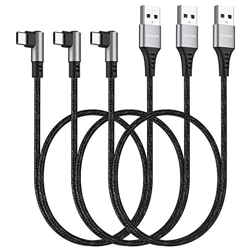 HOTNOW USB Cケーブル直角0.5 m 3本、50cm短いポータブルUSB-C充電器急速充電...