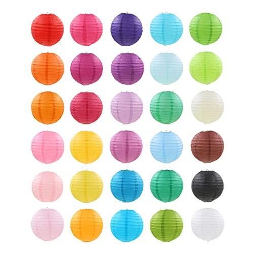 Lanito 紙提灯 お盆 提灯 紙ちょうちん 30色30個セット 燈籠 和紙提灯 飾り付け ペーパ...