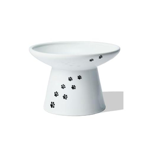 猫壱 necoichi  ハッピーダイニング 猫用 脚付フードボウル 浅広口タイプ 猫柄 すべり止め...