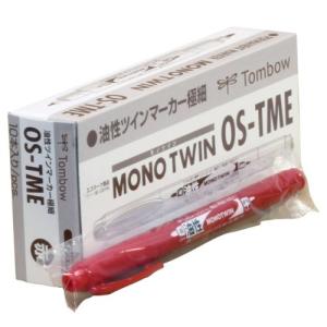 トンボ(Tombow) 鉛筆 油性ペン モノツイン極細E 赤 10本 OS-TME25-10P