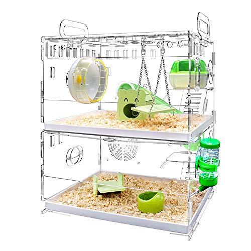 YOKITOMO ハムスターケージ フクロモモンガ 透明 組立式 持ち運びやすい トレーデザイン お...
