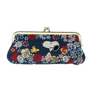 スヌーピー ゴブラン織 メガネケース がま口 (花／NewLifeCollection) メガネケース 眼鏡スタンド 綿 ポリエステル スチール W190×H100×D35mm 約86g