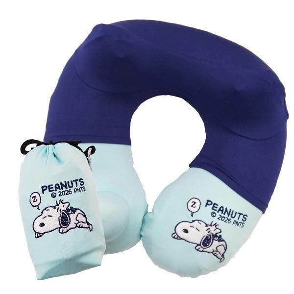 スヌーピー ポンプネックピロー (スリープ／ブルー) 旅行 アウトドア トラベル用品   ポリエステ...