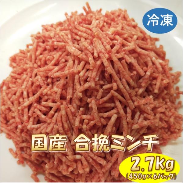 国産 合挽 ミンチ肉 2.7kg (450g×6パック) 国産牛5：国産豚5 【冷凍便発送】