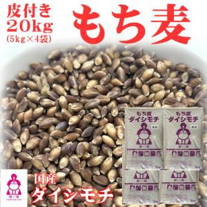 皮付き もち麦 ダイシモチ 20kg (5kg×4袋) 岡山県産 送料無料｜ももたろう印の岡萬米市場