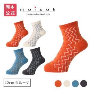 【靴下の岡本公式】moisok レディース 12cmクルー丈 フロート幾何学柄