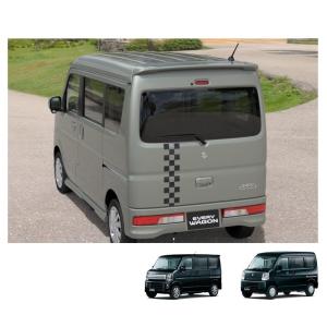 令和8年２月DA17Wスズキエブリイ 新車外し純正サイドスカートパールホワイト エブリイワゴン (KT)バックドアデカール(チェッカー/ホワイト+クリア