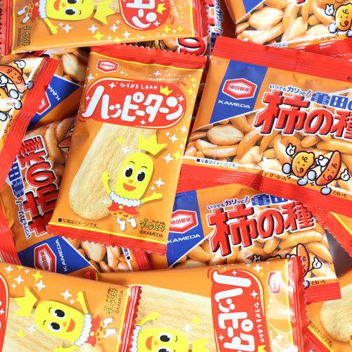 お菓子 詰め合わせ(全国送料無料)亀田製菓のロングセラー商品！ミニサイズの柿の種とハッピーターンセッ...