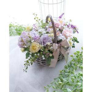 造花 バスケットアレンジ 〜オフホワイト〜 インテリア フラワー