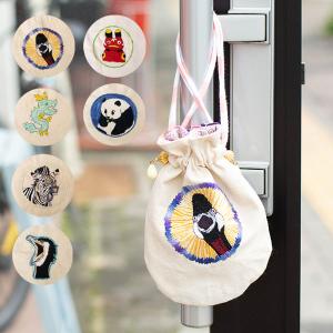 小物の仕分けに便利な巾着 細かく刺繍されたモチーフが可愛い巾着袋 ぴぺたぺぴた ポーチ 刺繍 小物入れ Pip 0035 北欧雑貨 ハンドメイド Okayu Labo 通販 Yahoo ショッピング