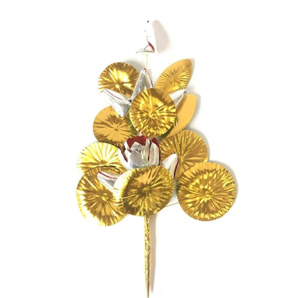 お盆用品 お盆飾り 初盆 新盆 仏花   盆花(金銀)7輪  仏壇 盆棚 お墓 ご自宅 マンション ...