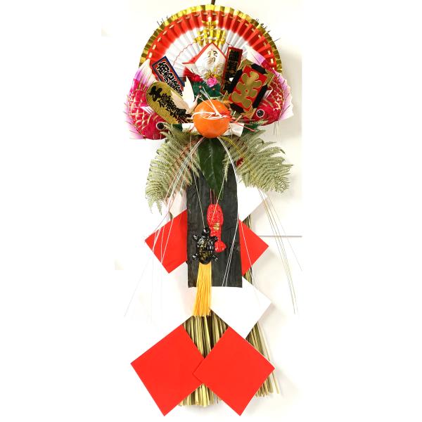 国産 日本製 正月飾り 玄関 玉飾り 尺玉   伝統 扇 自宅用 会社 オフィス しめ飾り ご当地飾...