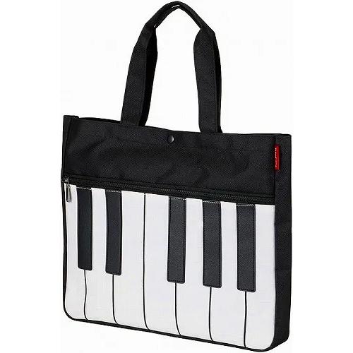 音楽 Piano line ファスナーポケット付き横型トート（オクターヴ）エコバック 黒 グッズ ト...