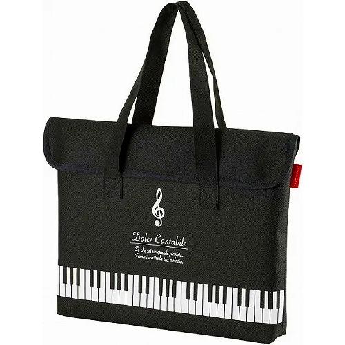 音楽 Piano line フラップ付き撥水コートバッグ（ト音記号）エコバック 黒 グッズ トートバ...