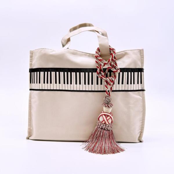 ピアノ バッグ ピアノ 鍵盤 トートバッグ ホワイト  A4 スクエアベーシック トート パソコンバ...