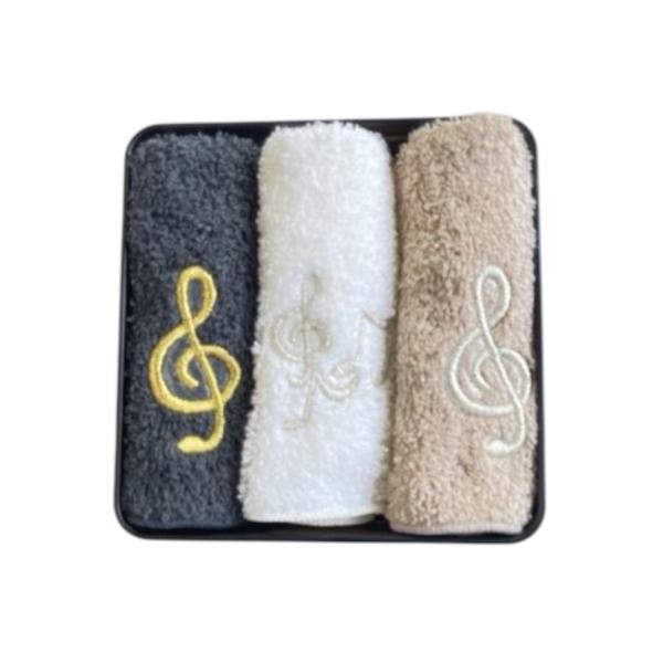 音楽 タオル ト音記号 音符 タオル ハンカチ 3枚セット ピアノ発表会 プレゼント ピアノ発表会プ...