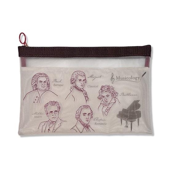 メッシュ A5ポーチ 音楽学 ピアノ ホワイト ピアノ発表会プレゼント 音楽 プレゼント お祝い ポ...