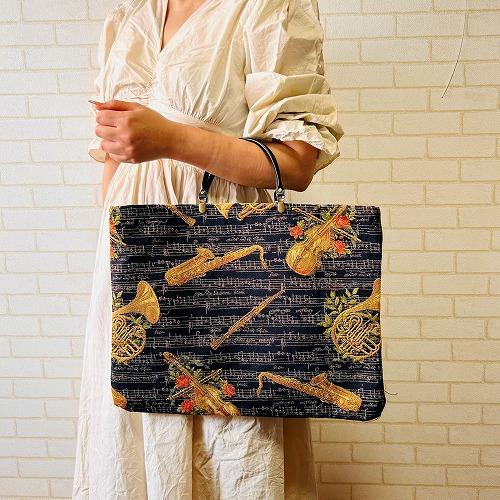 ヴァイオリン トランペット 楽器 A4横長トート ゴブラン織り ピアノ発表会プレゼント ピアノ用品 ...