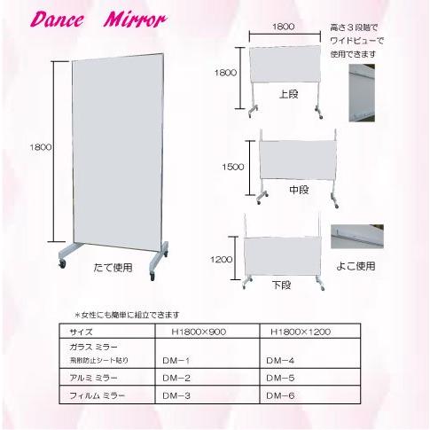 ダンス用ミラー（縦型）DM-2（アルミミラー）,家庭用,スタジオ,教室,バレエ用品