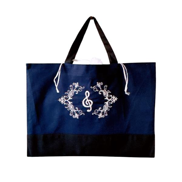 ピアノ バッグ コットントートバッグ,ト音記号,シルバー,キトリ,バレエ発表会プレゼント