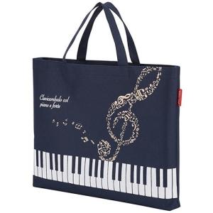 縦型トートバッグ（音楽記号柄）マチあり【ピアノレッスンバッグ・音楽