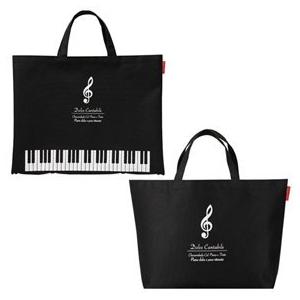 ピアノ バッグ Piano line ボタンで2way トートバッグ（ブラック） ピアノ発表会プレゼ...