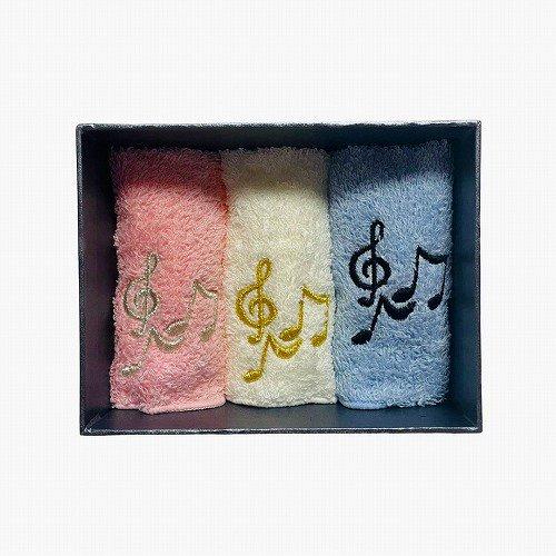 音楽 タオル 音符 タオル ハンカチ  3枚 黒BOX セット ピアノ発表会 プレゼント ピアノ発表...