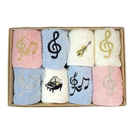 音楽 タオル ト音記号 音符 タオル ハンカチ 8枚セット ピアノ発表会 プレゼント ピアノ発表会プ...