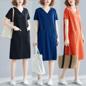 レディース tシャツワンピース 半袖 ロングt...の詳細画像2